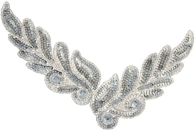 Motif Sequin/Beads 26x8cm Leaves 