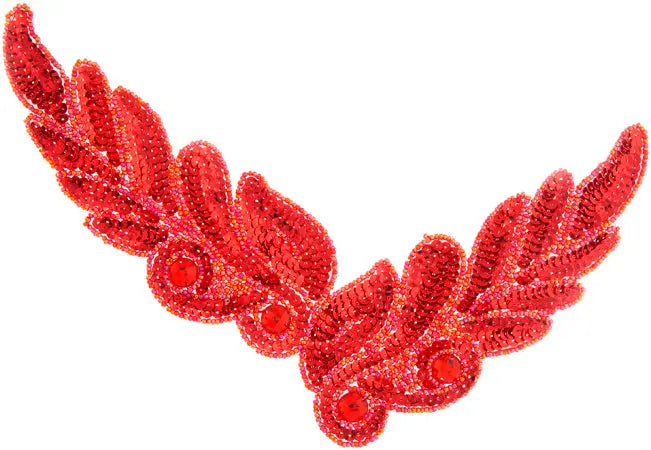 Motif Sequin/Beads 26x8cm Leaves 