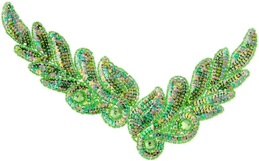 Motif Sequin/Beads 26x8cm Leaves 