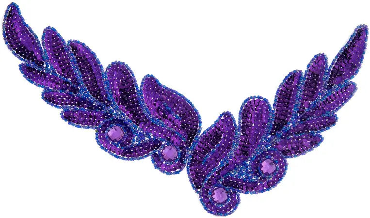 Motif Sequin/Beads 26x8cm Leaves 