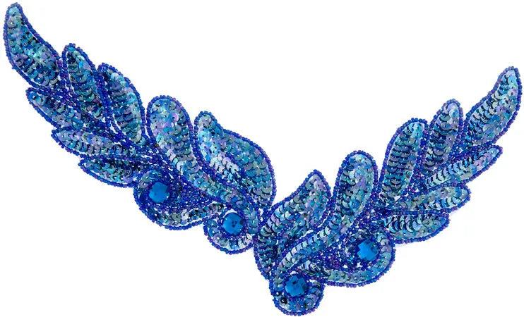 Motif Sequin/Beads 26x8cm Leaves 