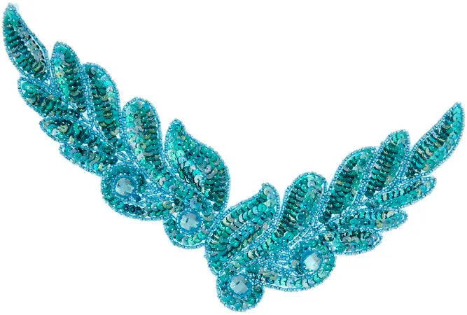 Motif Sequin/Beads 26x8cm Leaves 
