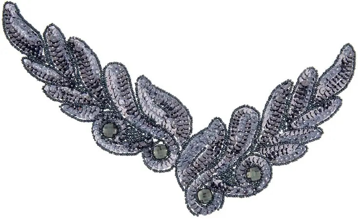 Motif Sequin/Beads 26x8cm Leaves 