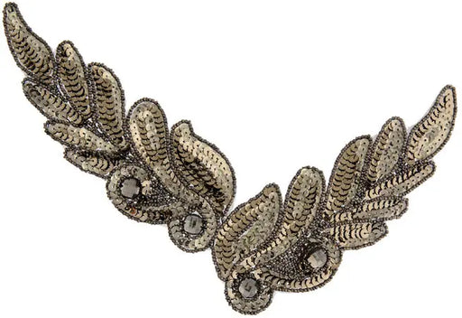 Motif Sequin/Beads 26x8cm Leaves 