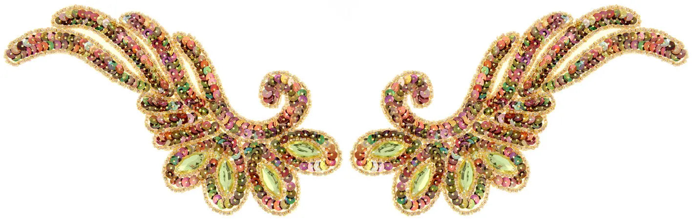 Motif Sequin/Beads 18.5x9cm Wing 2pc 