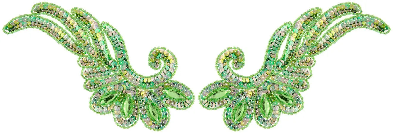 Motif Sequin/Beads 18.5x9cm Wing 2pc 