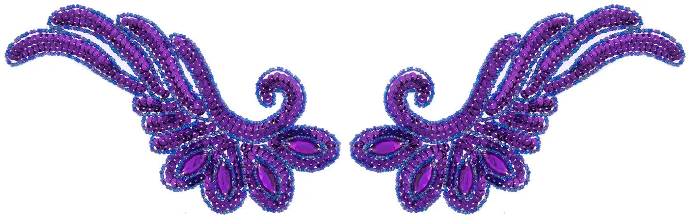 Motif Sequin/Beads 18.5x9cm Wing 2pc 