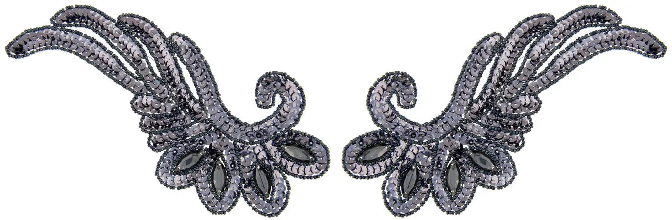 Motif Sequin/Beads 18.5x9cm Wing 2pc 