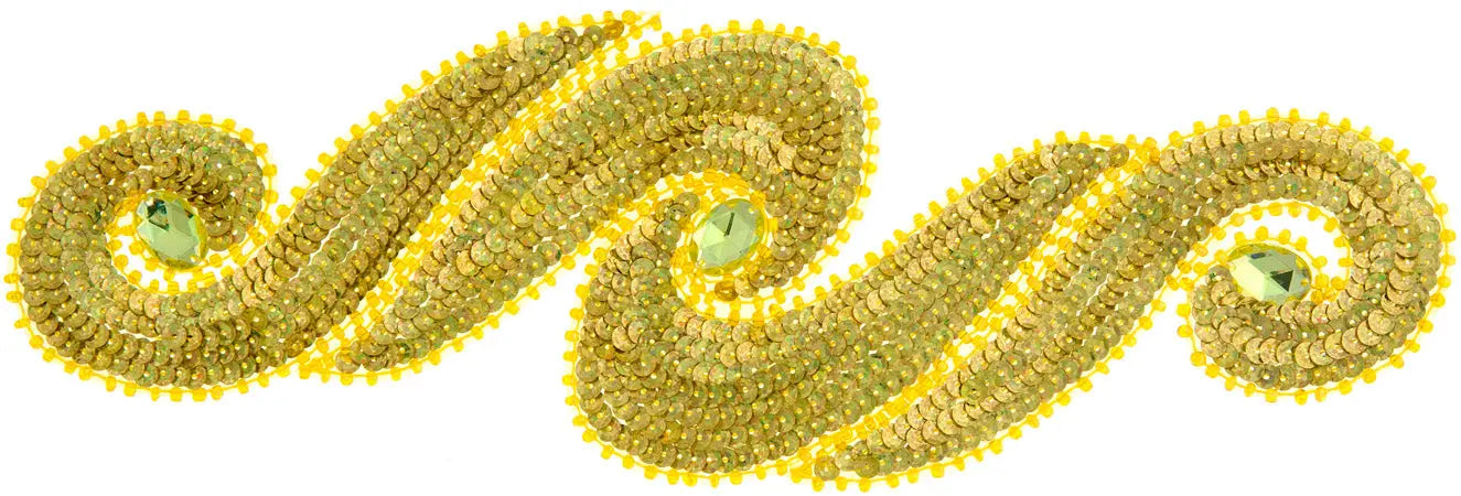 Motif Sequin/Beads 29.5x9.5cm Scroll With Stones