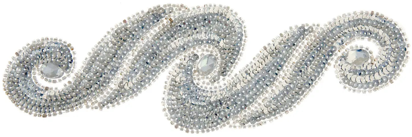 Motif Sequin/Beads 29.5x9.5cm Scroll With Stones