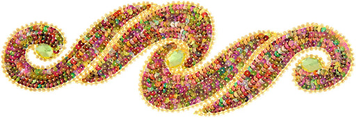 Motif Sequin/Beads 29.5x9.5cm Scroll With Stones