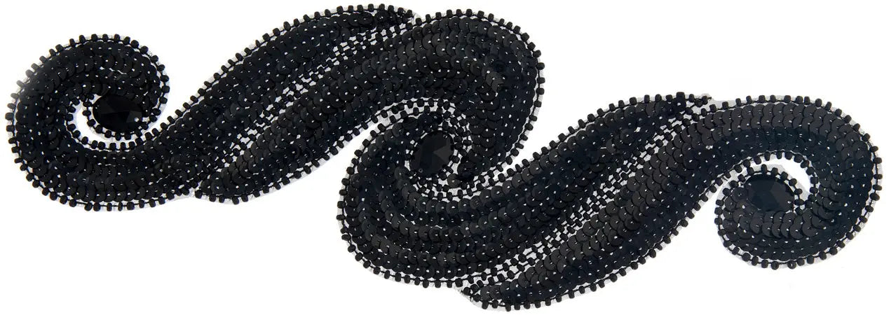 Motif Sequin/Beads 29.5x9.5cm Scroll With Stones