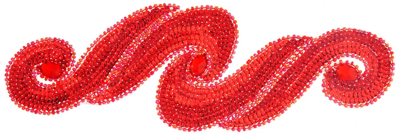 Motif Sequin/Beads 29.5x9.5cm Scroll With Stones