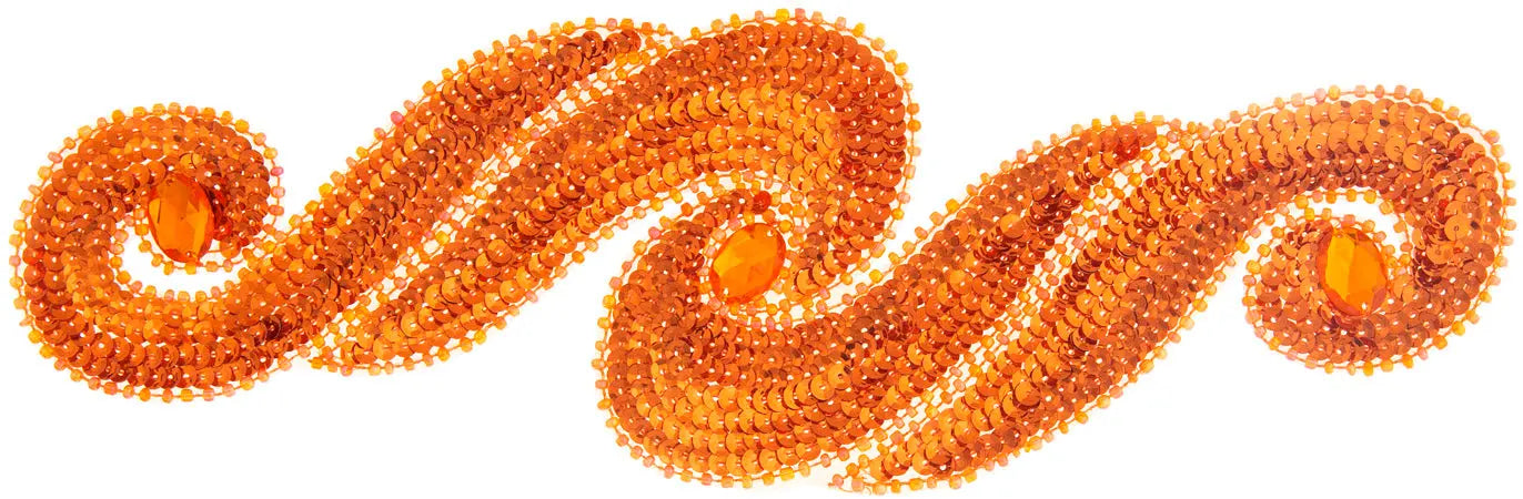 Motif Sequin/Beads 29.5x9.5cm Scroll With Stones