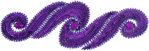 Motif Sequin/Beads 29.5x9.5cm Scroll With Stones