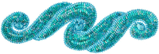 Motif Sequin/Beads 29.5x9.5cm Scroll With Stones