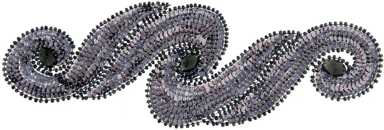 Motif Sequin/Beads 29.5x9.5cm Scroll With Stones