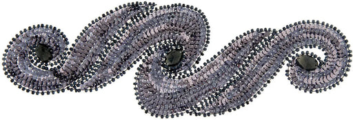 Motif Sequin/Beads 29.5x9.5cm Scroll With Stones
