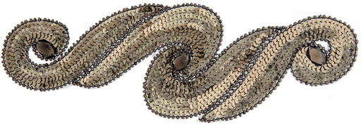 Motif Sequin/Beads 29.5x9.5cm Scroll With Stones