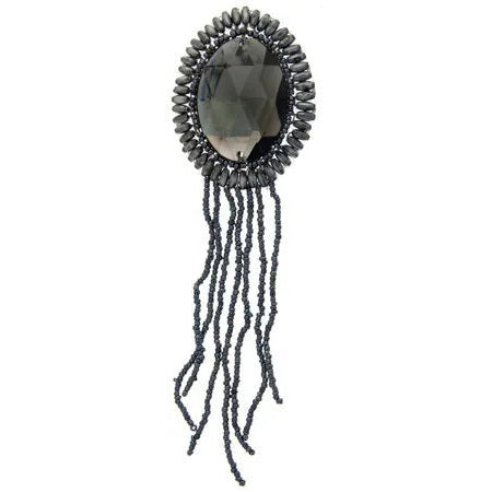 Motif Beaded 4.5x15cm Oval With Matching Stone  Hologram