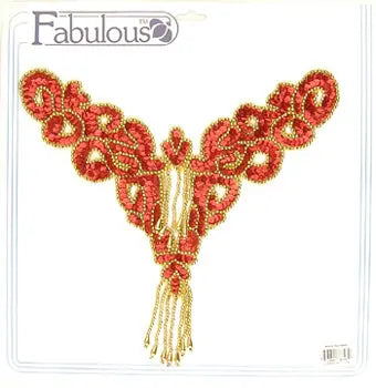 Beaded Motif Sequin Lazar 26x23cm V-Shape 