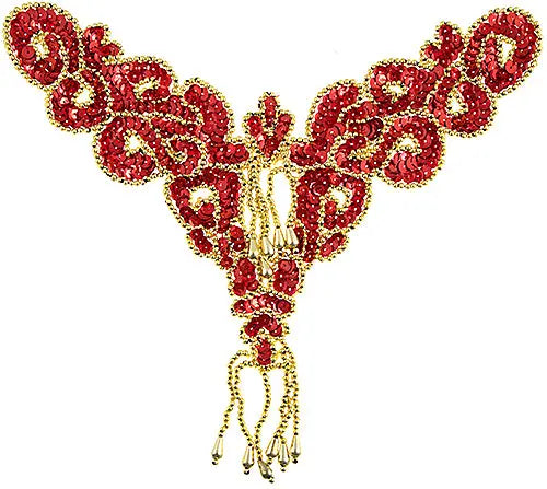 Beaded Motif Sequin Lazar 26x23cm V-Shape - Cosplay Supplies Inc