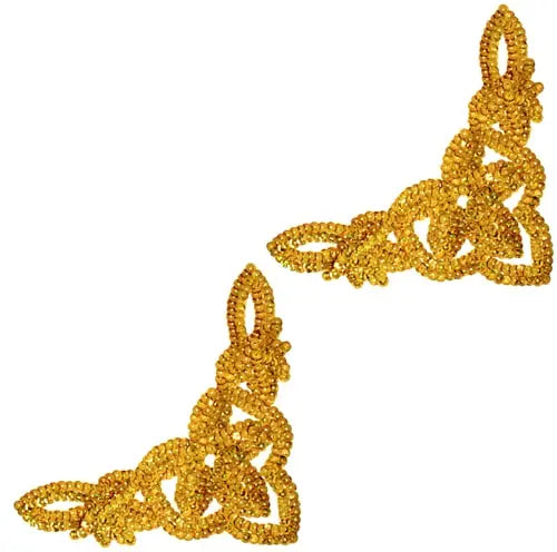 Motif Sequin V-Shape Gold Hologram 9x20cm 