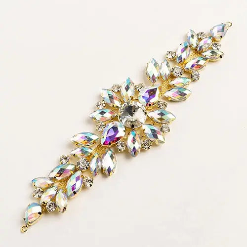 Crystal Motifs Floral 18cm  Aurora Borealis/Gold - Cosplay Supplies Inc