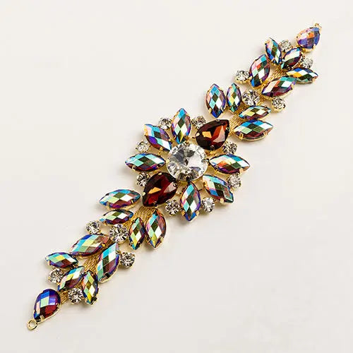 Crystal Motifs Floral 18cm  Aurora Borealis/Gold - Cosplay Supplies Inc