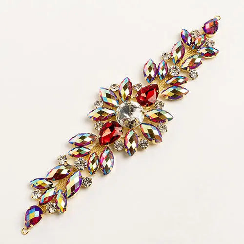 Crystal Motifs Floral 18cm  Aurora Borealis/Gold - Cosplay Supplies Inc