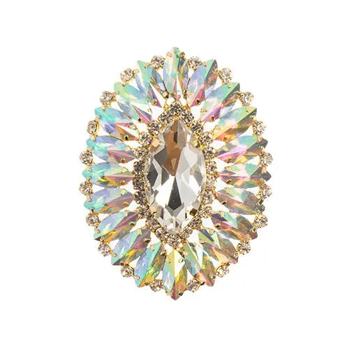 Crystal Motifs Oval 6x7cm  Aurora Borealis/Gold - Cosplay Supplies Inc