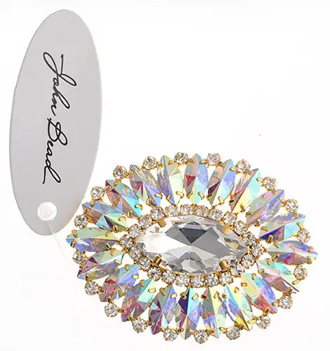 Crystal Motifs Oval 6x7cm  Aurora Borealis/Gold