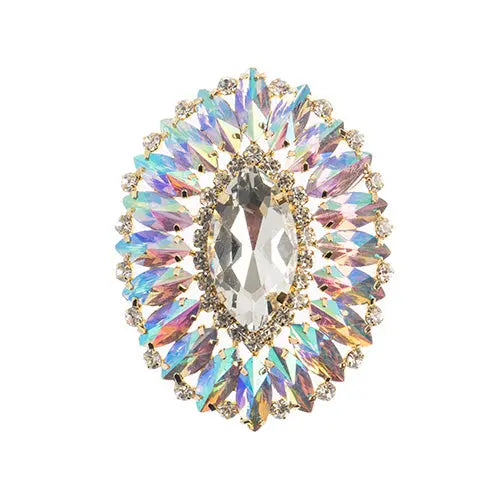 Crystal Motifs Oval 6x7cm  Aurora Borealis/Gold - Cosplay Supplies Inc