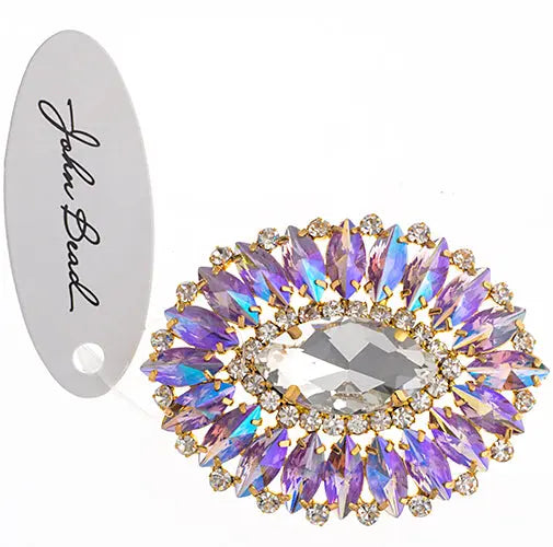 Crystal Motifs Oval 6x7cm  Aurora Borealis/Gold