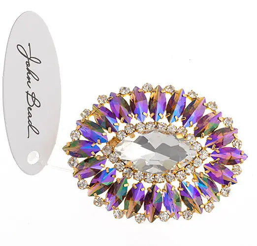 Crystal Motifs Oval 6x7cm  Aurora Borealis/Gold