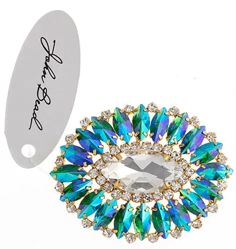 Crystal Motifs Oval 6x7cm  Aurora Borealis/Gold