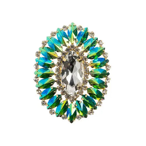 Crystal Motifs Oval 6x7cm  Aurora Borealis/Gold - Cosplay Supplies Inc