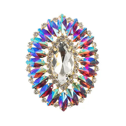 Crystal Motifs Oval 6x7cm  Aurora Borealis/Gold - Cosplay Supplies Inc