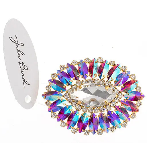 Crystal Motifs Oval 6x7cm  Aurora Borealis/Gold