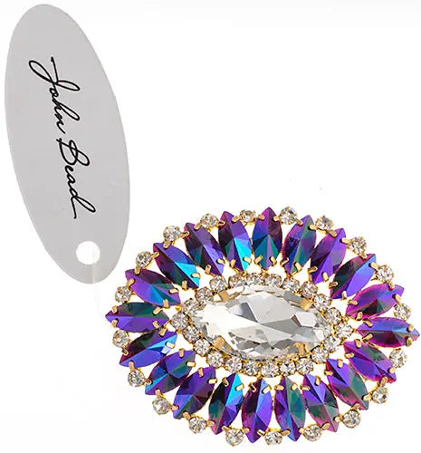 Crystal Motifs Oval 6x7cm  Aurora Borealis/Gold