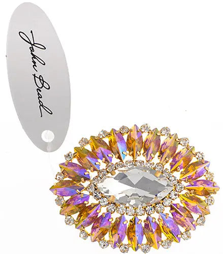 Crystal Motifs Oval 6x7cm  Aurora Borealis/Gold