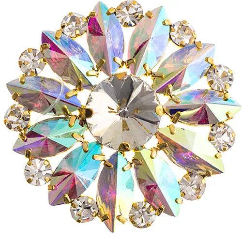Crystal Motifs Round 4.5cm  Aurora Borealis/Gold - Cosplay Supplies Inc