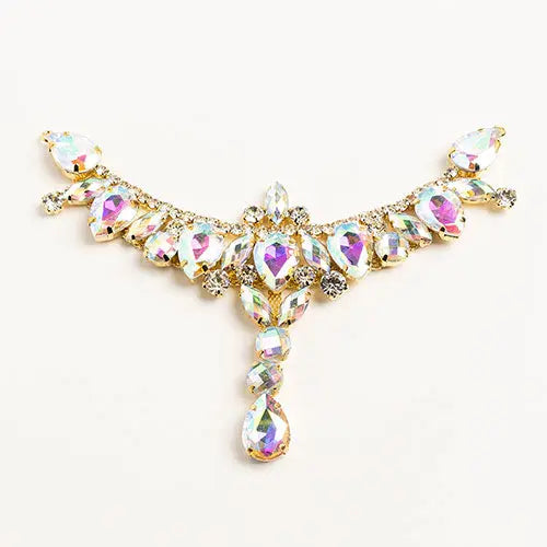 Crystal Motifs T-Shape 17x8.5cm Crystal Aurora Borealis/Gold - Cosplay Supplies Inc