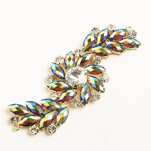 Crystal Motifs Fancy Swirl 10.5x4cm  Aurora Borealis/Gold - Cosplay Supplies Inc