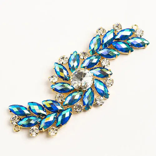 Crystal Motifs Fancy Swirl 10.5x4cm  Aurora Borealis/Gold - Cosplay Supplies Inc