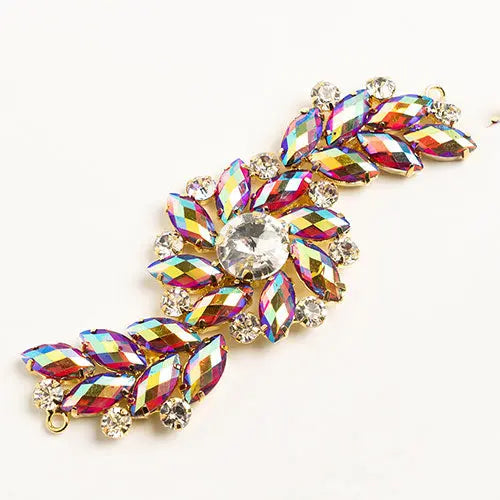 Crystal Motifs Fancy Swirl 10.5x4cm  Aurora Borealis/Gold - Cosplay Supplies Inc