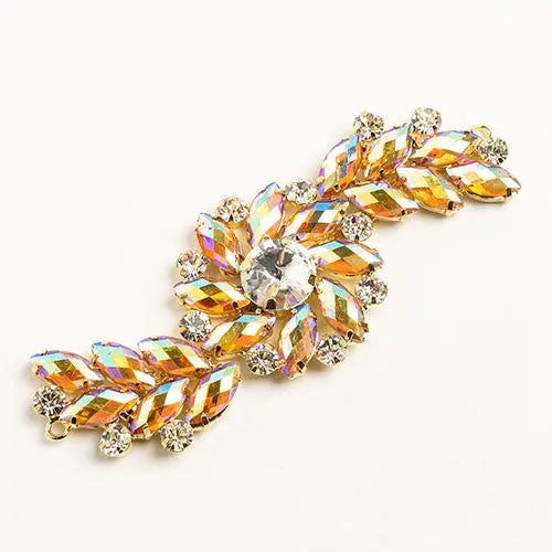 Crystal Motifs Fancy Swirl 10.5x4cm  Aurora Borealis/Gold - Cosplay Supplies Inc