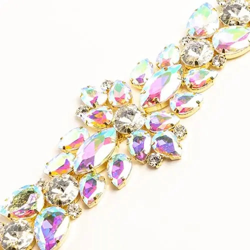 Crystal Motifs Floral 28x7.5cm  Aurora Borealis/Gold