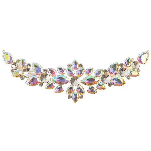 Crystal Motifs Floral 28x7.5cm  Aurora Borealis/Gold - Cosplay Supplies Inc