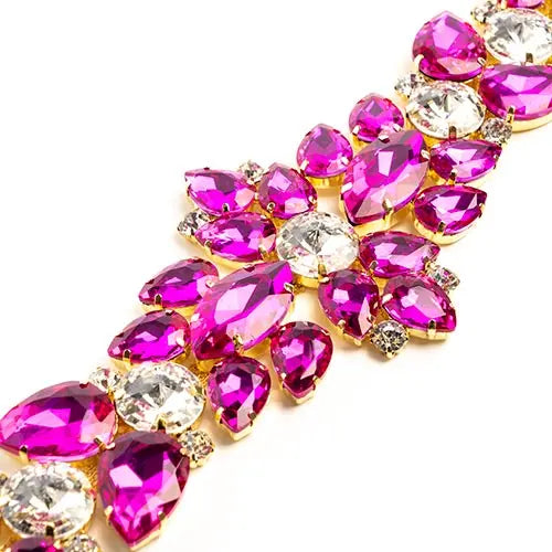 Crystal Motifs Floral 28x7.5cm  Aurora Borealis/Gold